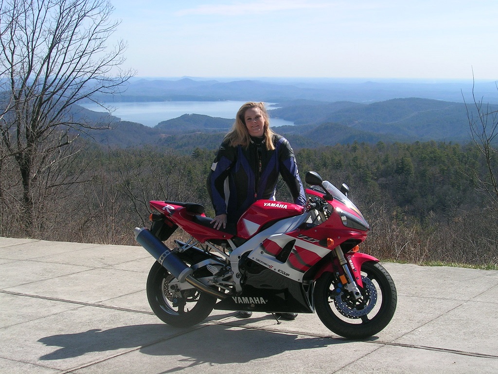 [Vicki and Big Red at Lake Jocassee]